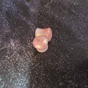 0g saddle flare plugs Pearl w/ coral inlaid flakie